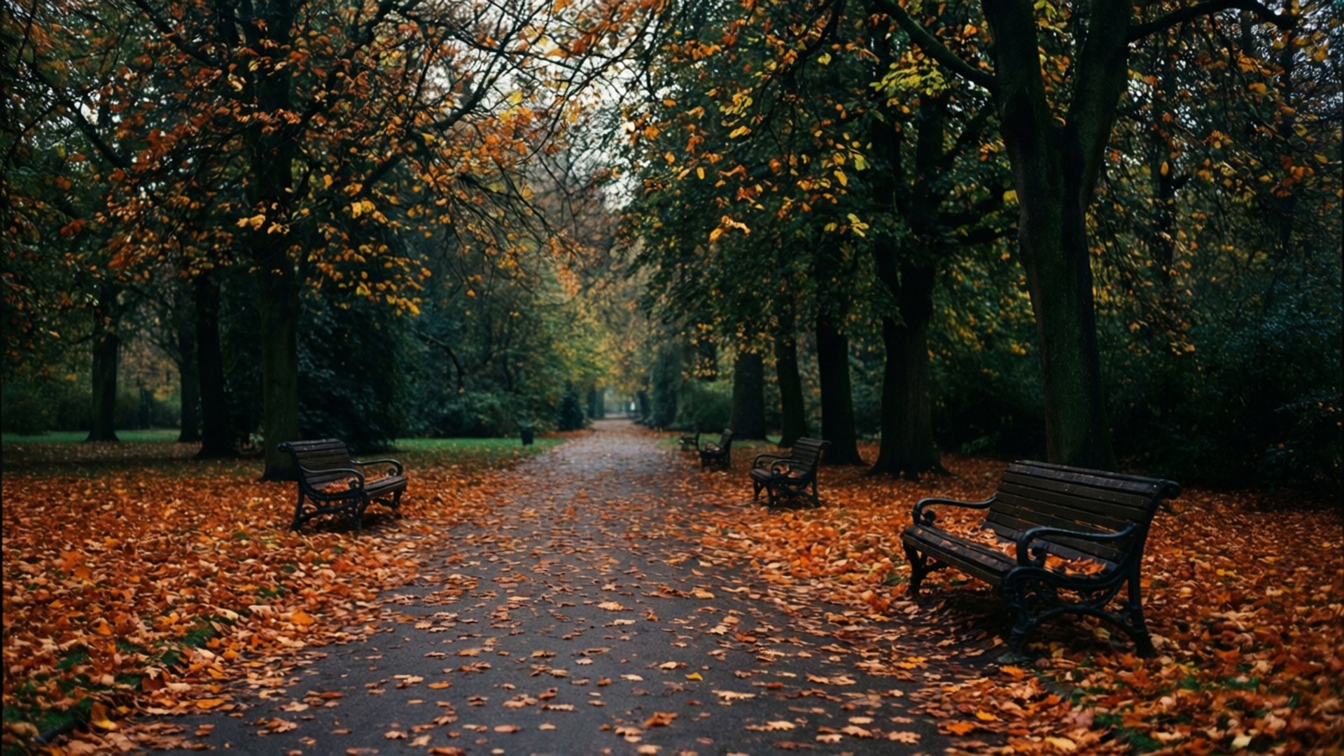 Sonbahar Parkı Yolu Duvar Kağıdı