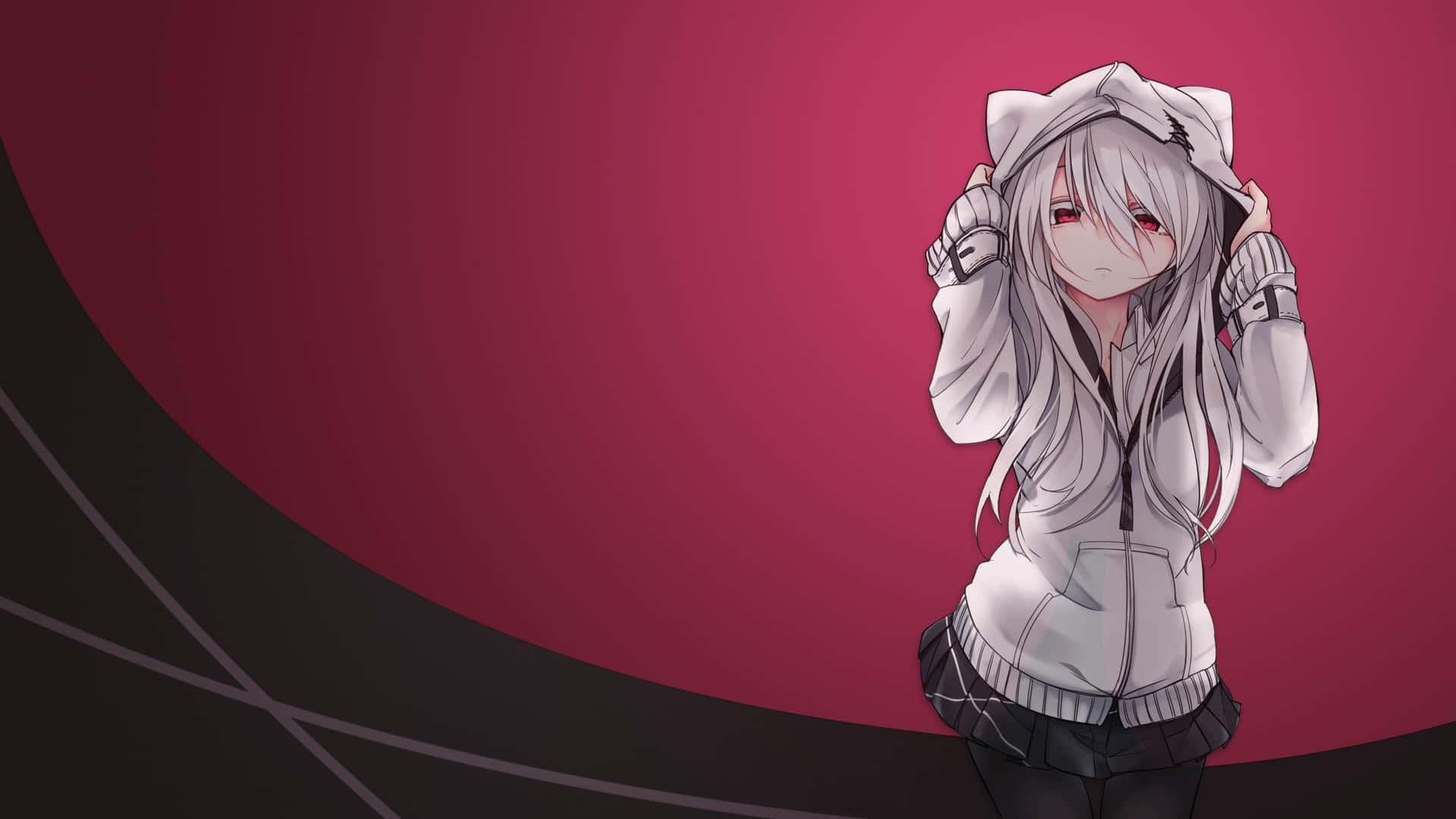 Sonbaharın vazgeçilmez aksesuarı: Anime Kızı Kapüşonlu Sweatshirt. Duvar Kağıdı