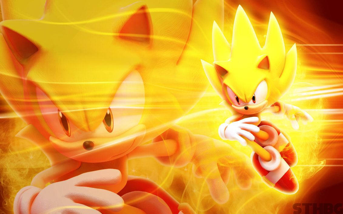 Süper Sonic'in ışıktan hızlı hareket ettiği duvar kağıdı. — Sonic Duvar Kağıdı