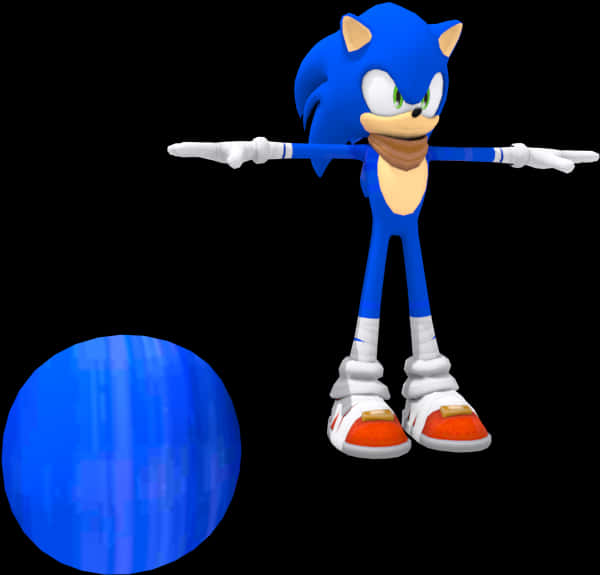 Sonic Karakteri Mavi Küre ile Poz Veriyor Duvar Kağıdı