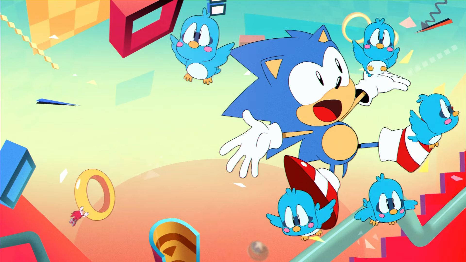 Sonic the Hedgehog ve Flicky kuşları duvar kağıdı.