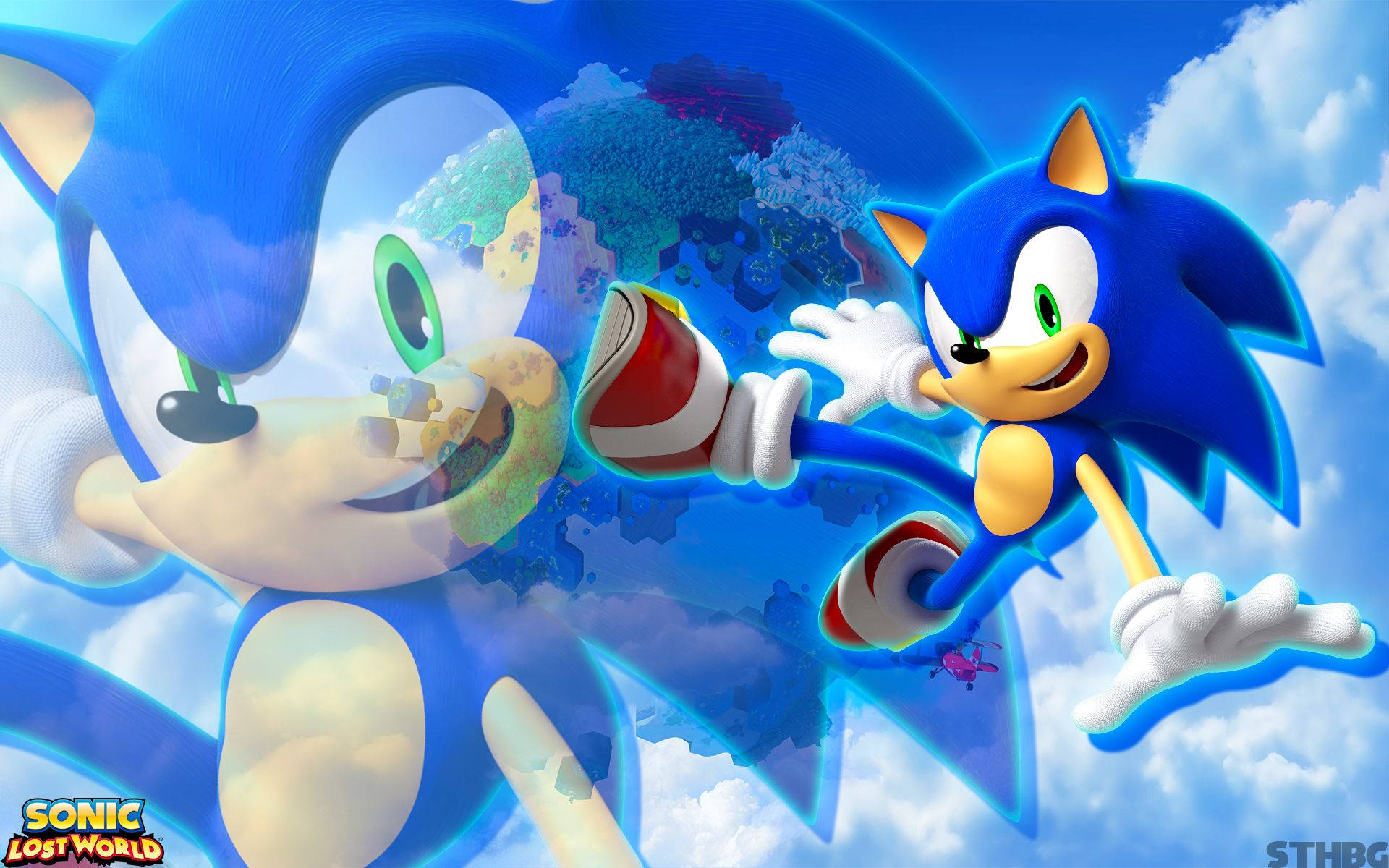 Sonic Lost World oyununda dinamik mavi kirpi Sonic'in duvar kağıdı.