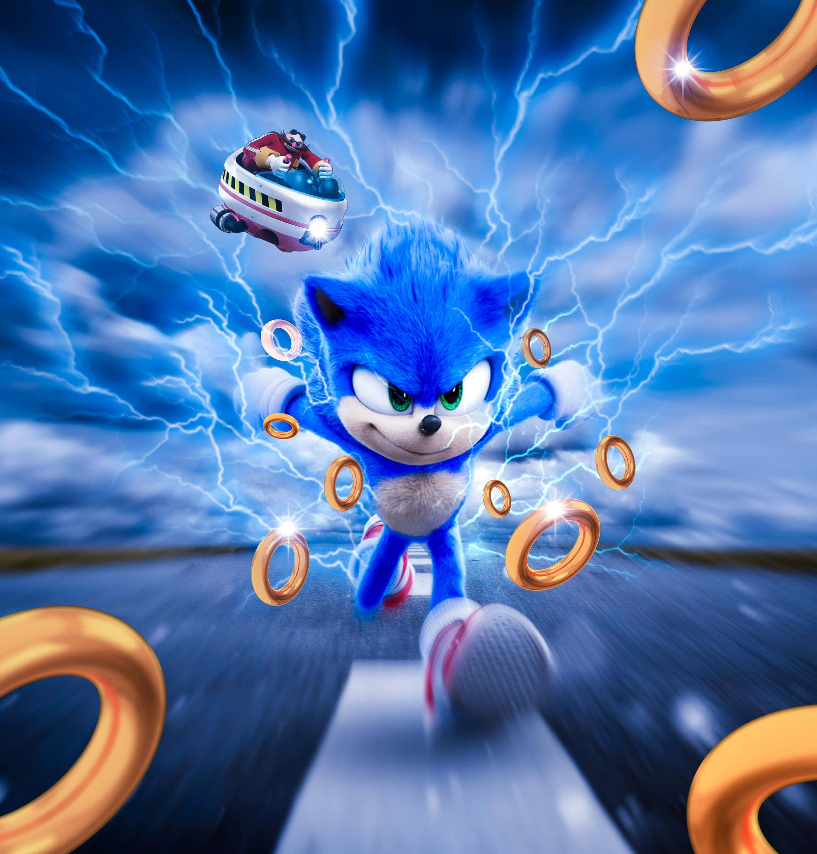 Sonic the Hedgehog, Yeşil Tepe Bölgesi'nde Koşuyor Duvar Kağıdı