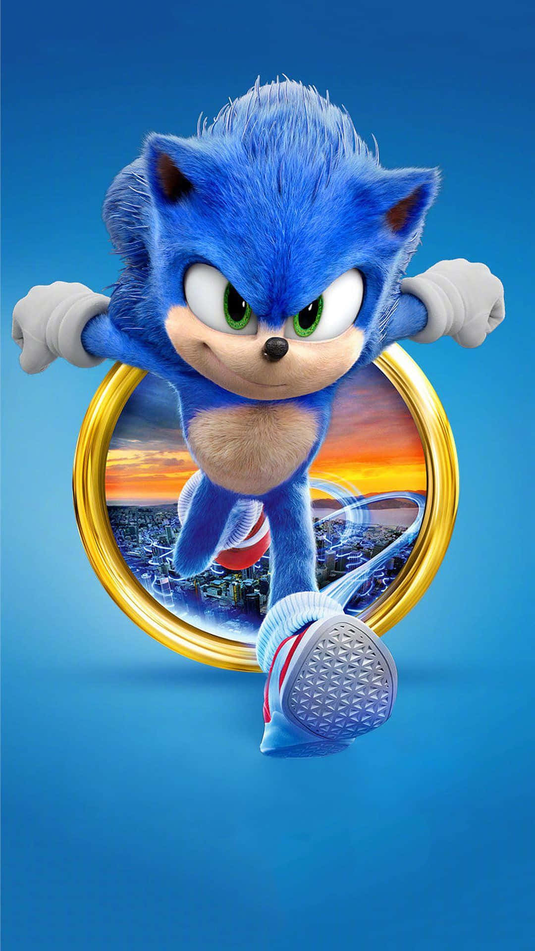 Sonic the Hedgehog yeşil çimenlerin üzerinde hızla koşuyor Duvar Kağıdı