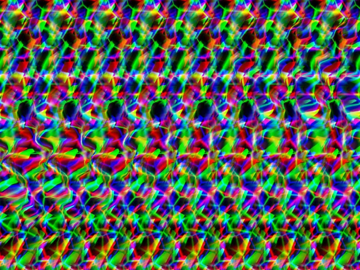Soyut Yeşil Sihirli Göz 3D Stereogram Resmi Duvar Kağıdı