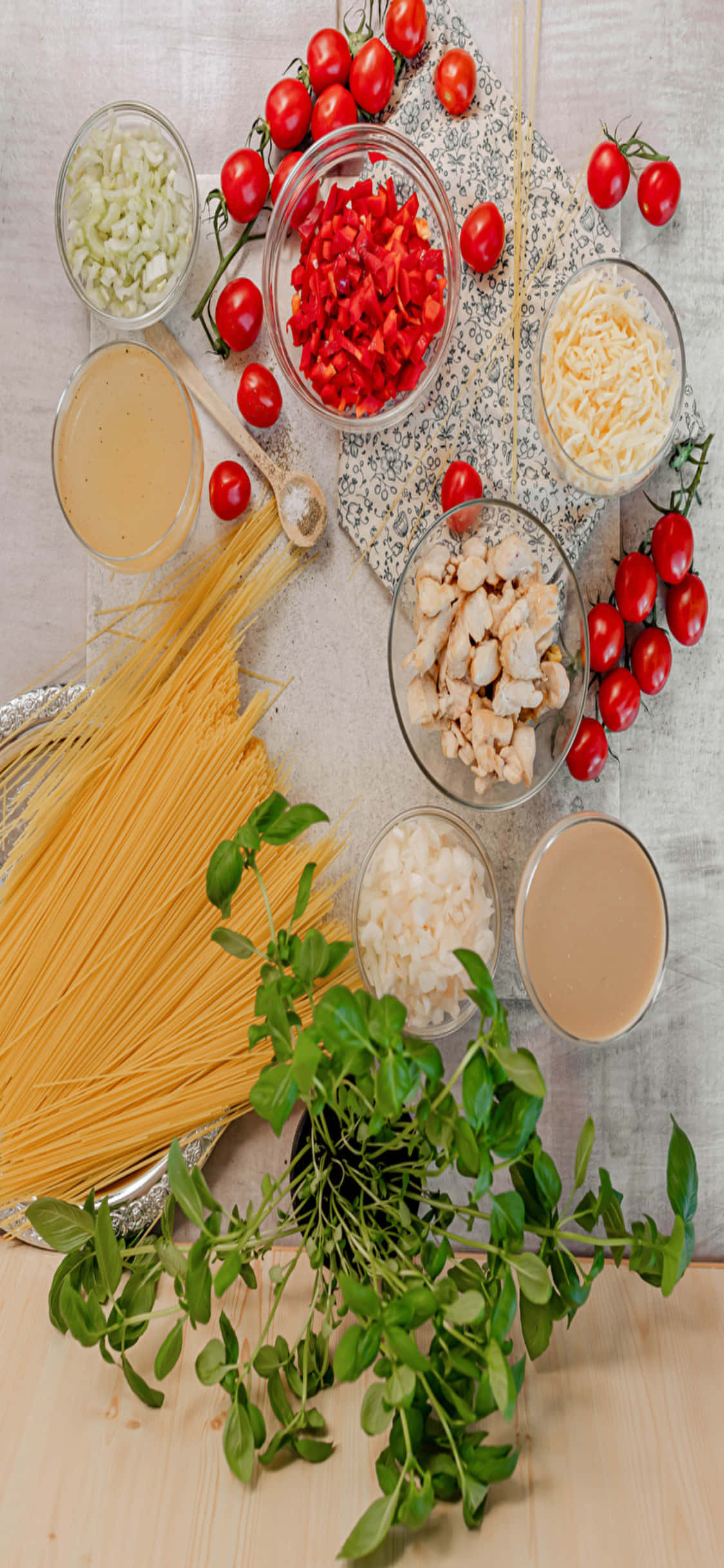 Spaghetti Yemeği Malzemeleri iPhone X Makarna Arka Planı Duvar Kağıdı