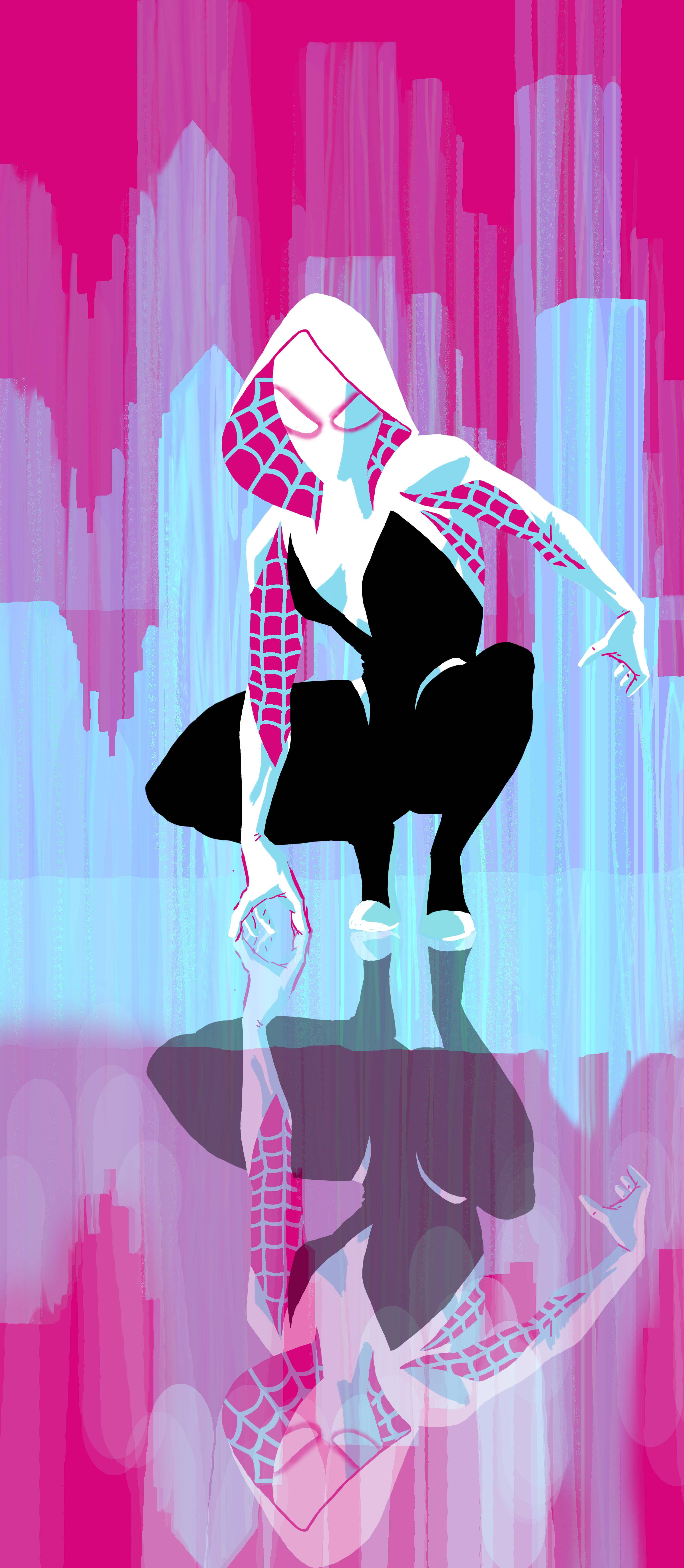 Spider Gwen Yansıması Duvar Kağıdı