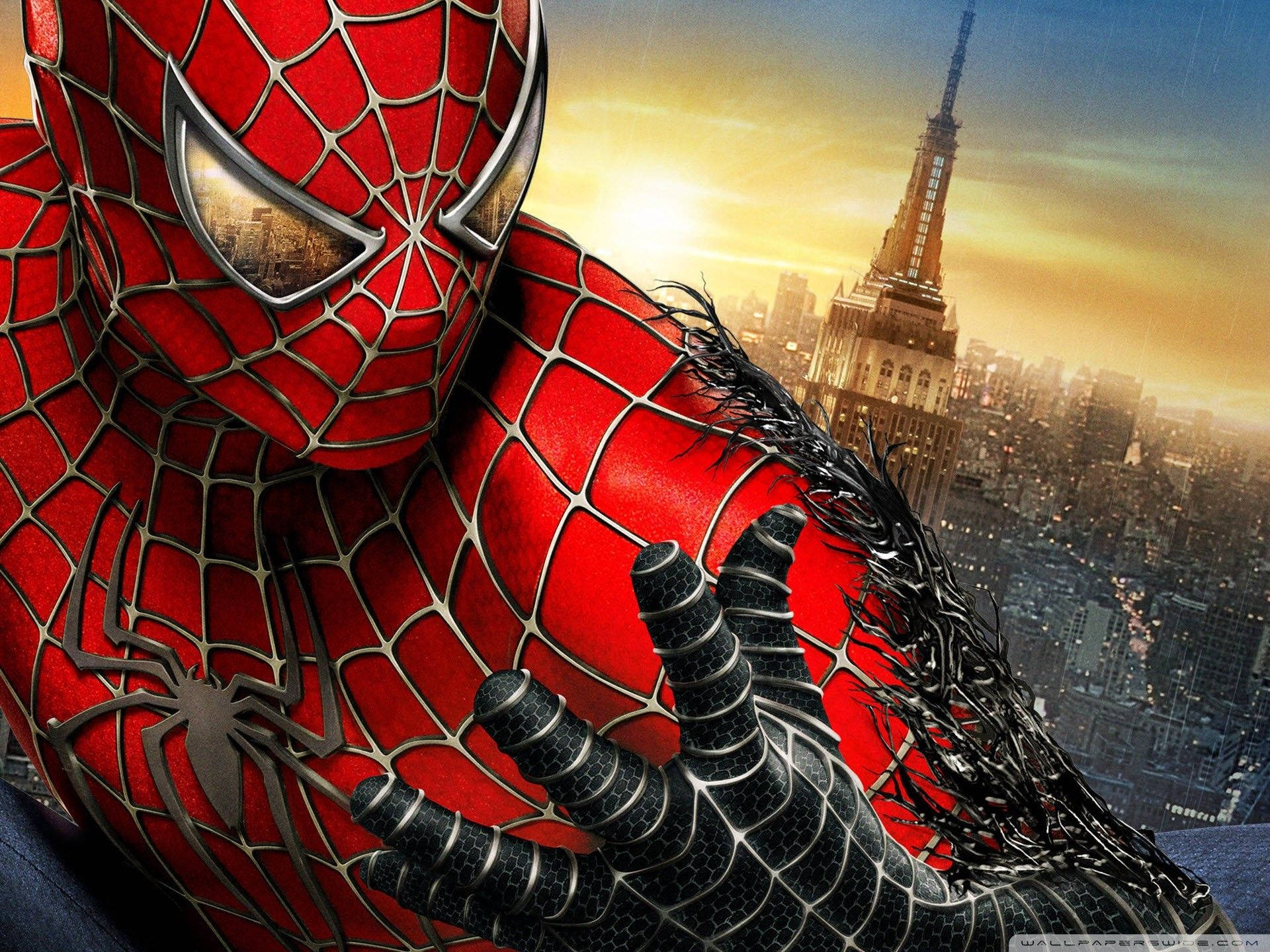 Spiderman Venom'la savaşıyor Duvar Kağıdı