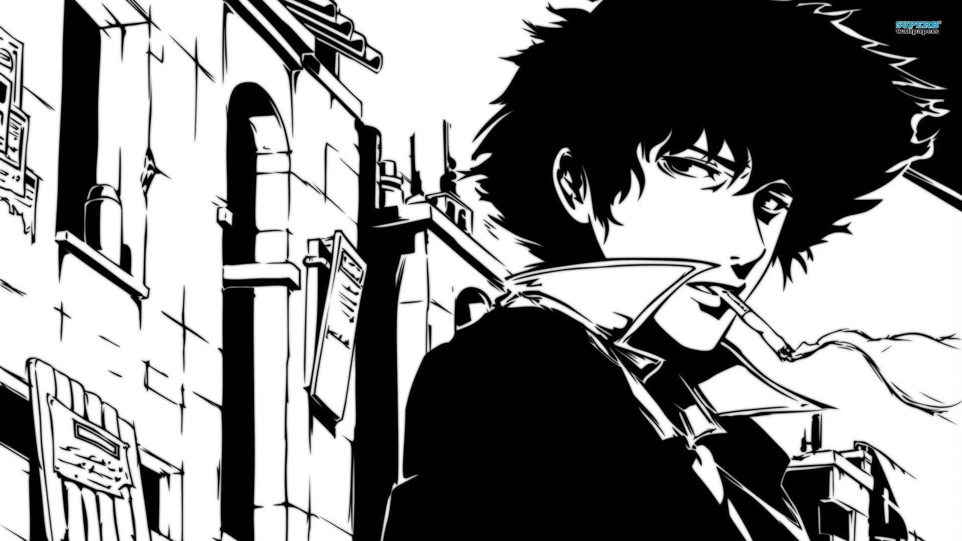 Spike Spiegel Siyah Beyaz Anime Duvar Kağıdı