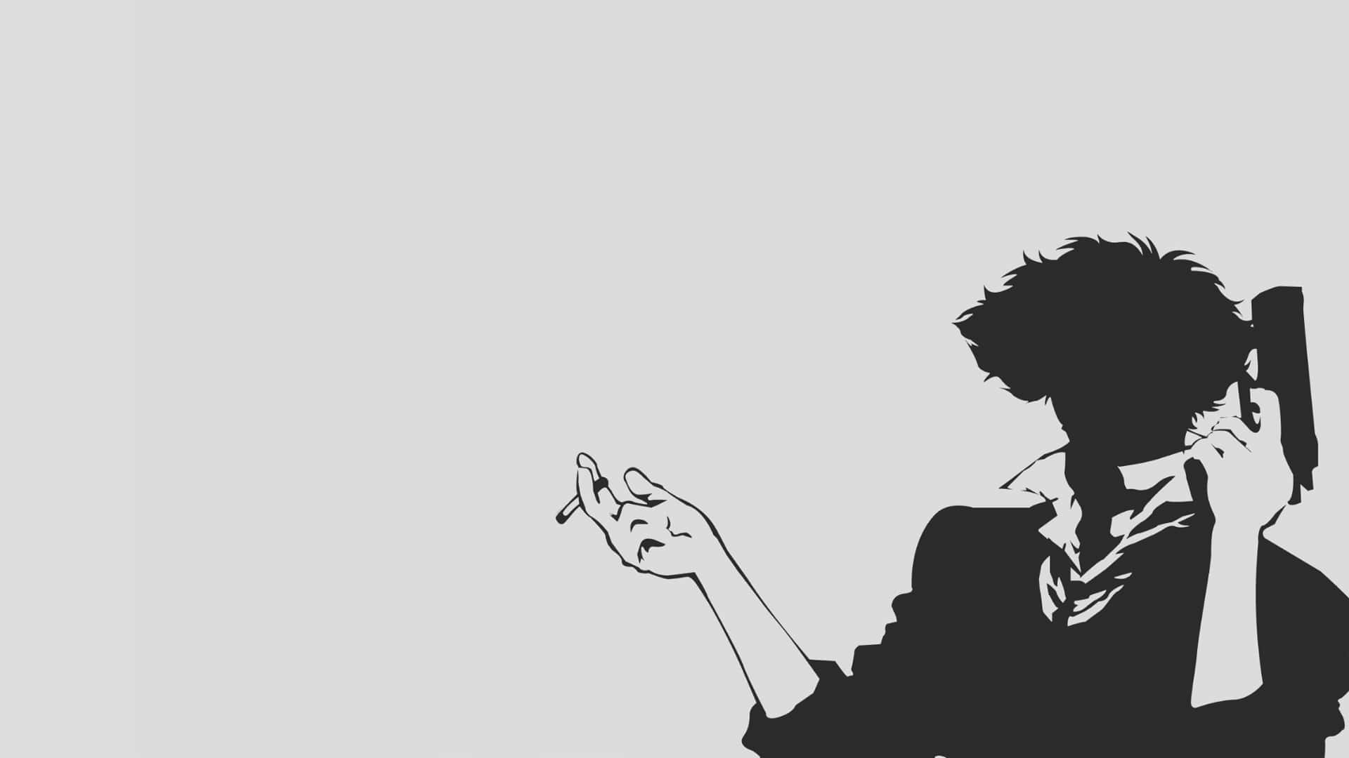 Spike Spiegel Silüeti Sade Anime Duvar Kağıdı