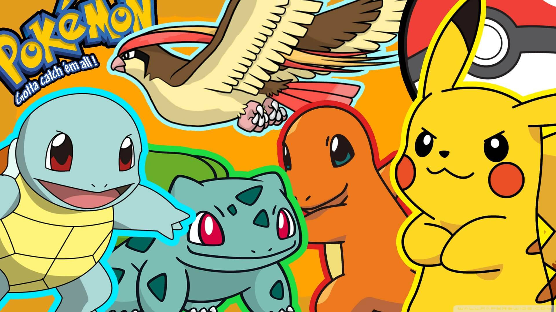 Squirtle, Bulbasaur, Charmander, Pikachu Pokemon'da Duvar Kağıdı