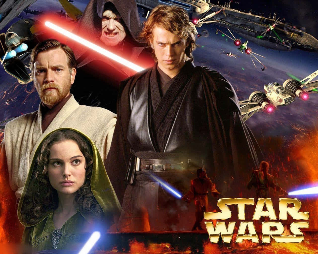 Star Wars Ön Üçleme Karakterleri Uzayda Resmi Duvar Kağıdı