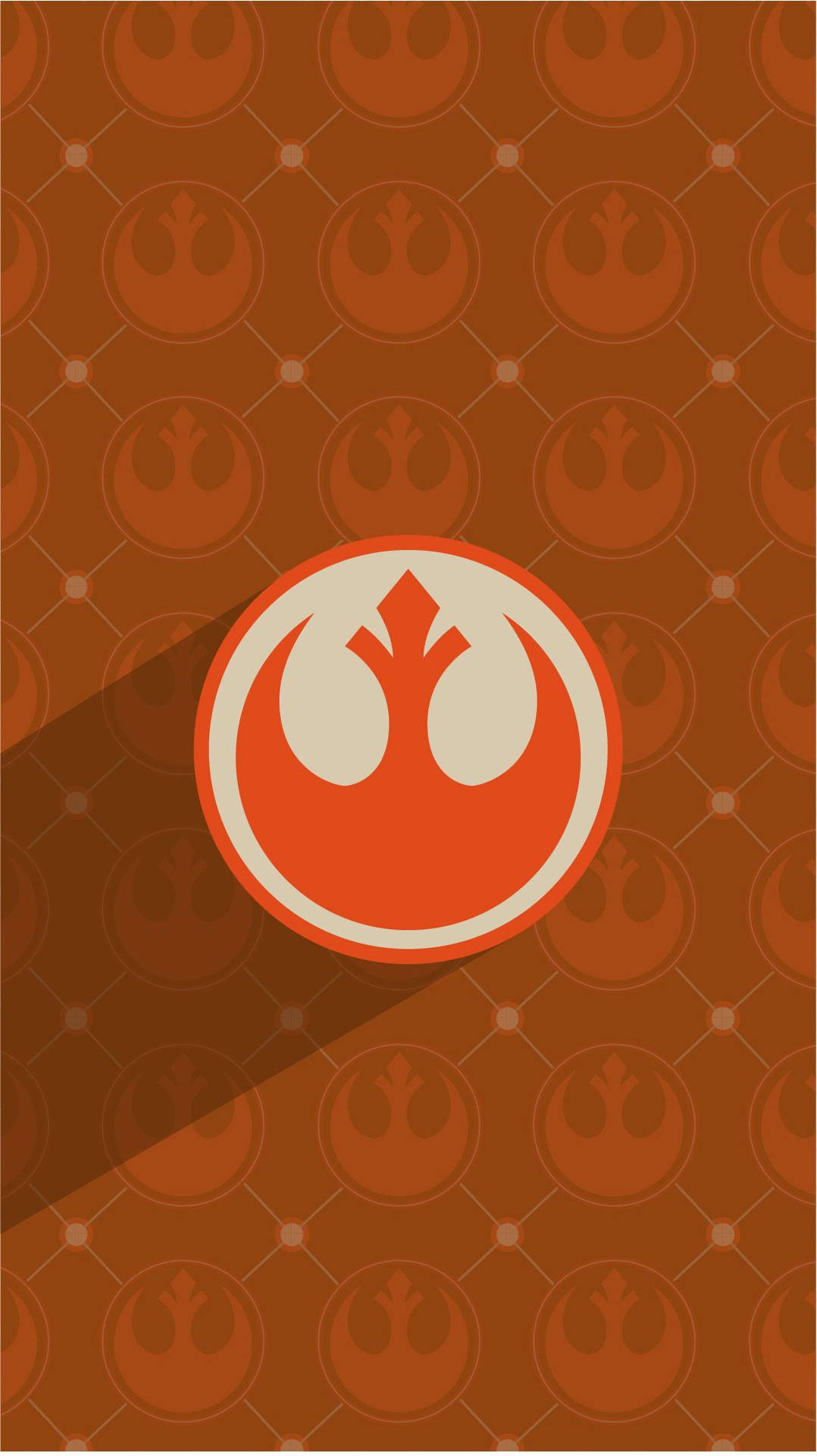 Turuncu bir arka planda büyük bir Star Wars sembolünün olduğu harika bir mobil duvar kağıdı.