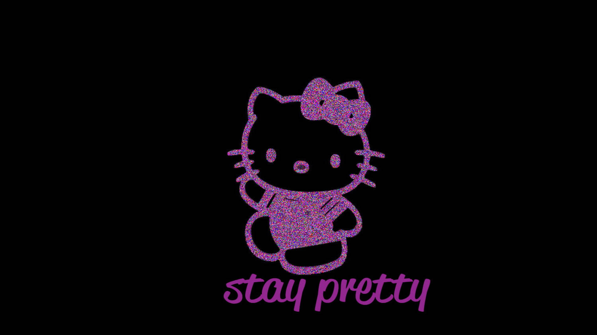 Stay Pretty Siyah Hello Kitty Duvar Kağıdı