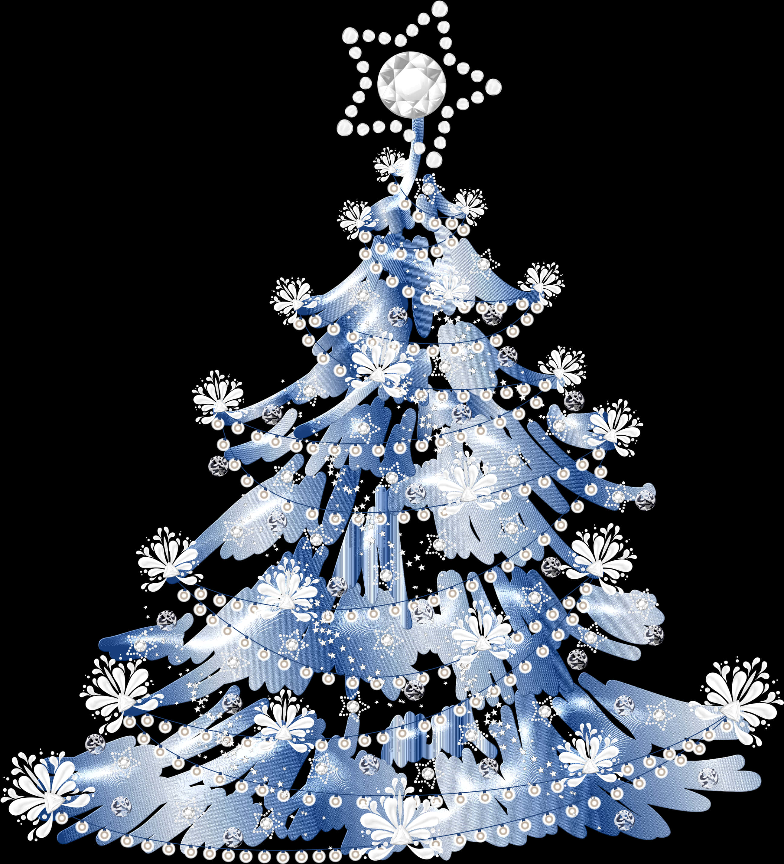 Stilize Mavi Noel Ağacı İllüstrasyonu Duvar Kağıdı