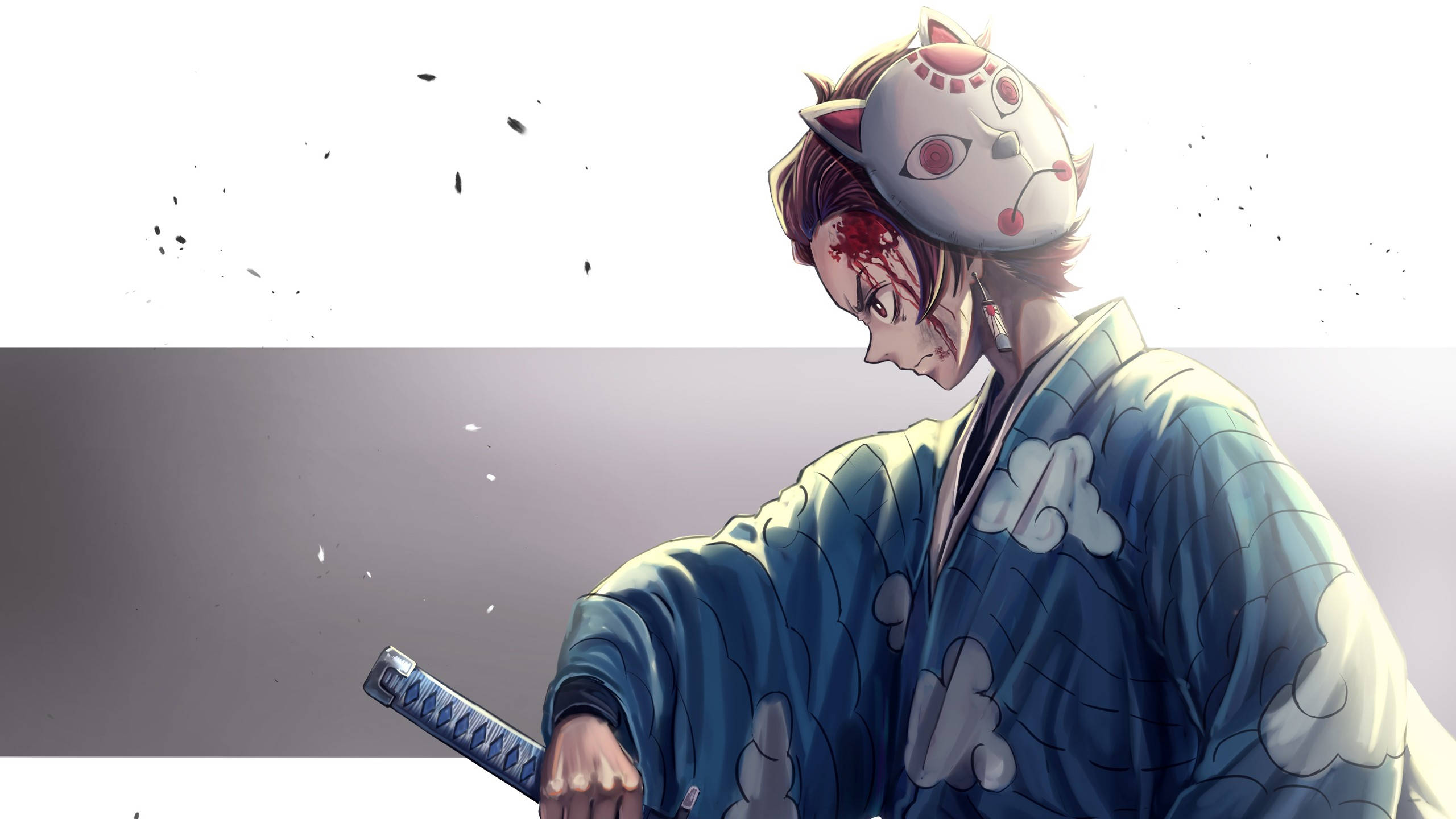 Stilize Tanjiro Demon Slayer Maskesi Duvar Kağıdı