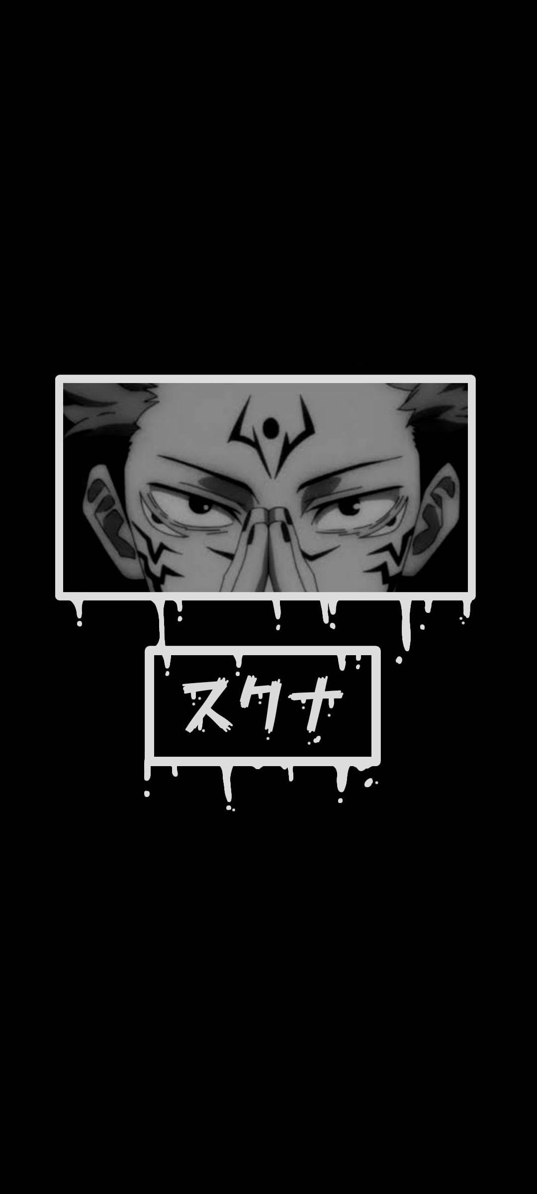 Sukuna Jujutsu Kaisen Anime Siyah Beyaz iPhone Duvar Kağıdı