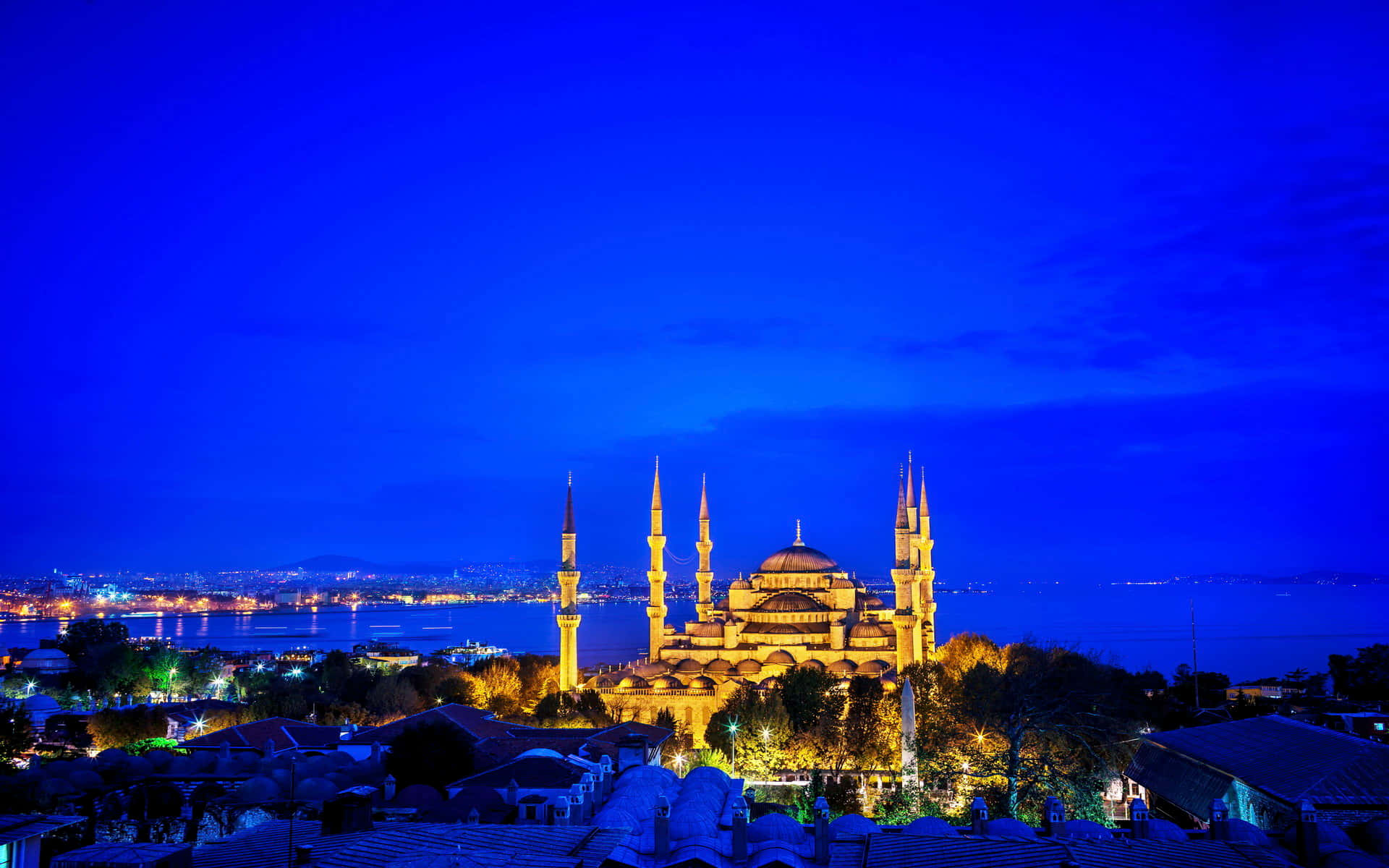 Sultan Ahmet Camii İstanbul Mavi Akşam Duvar Kağıdı