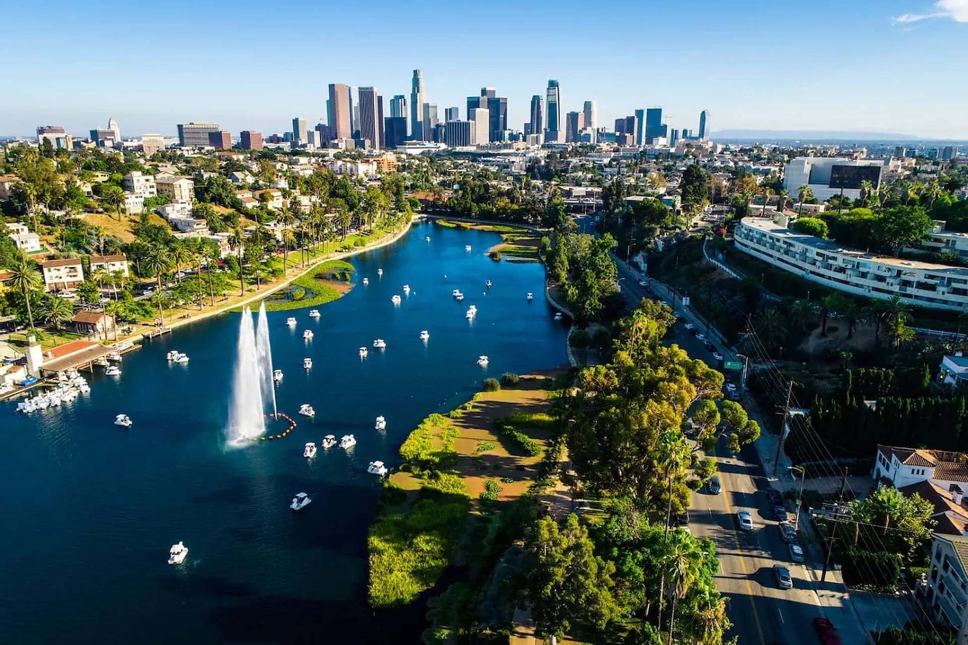 Sunset Boulevard Echo Park Gölü Duvar Kağıdı