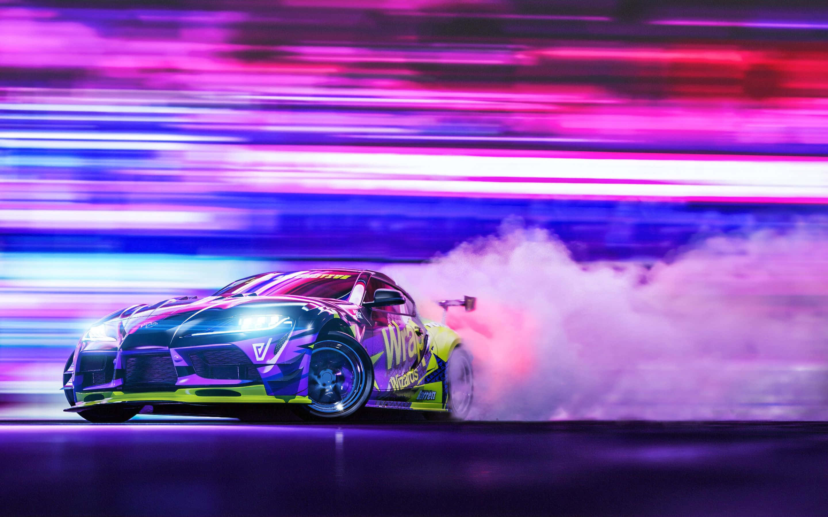 Supra Drift Neon Mor Bulanıklık Duvar Kağıdı