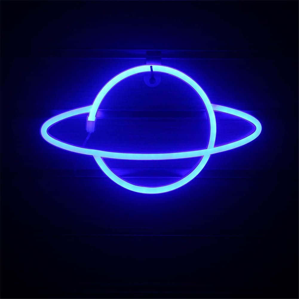 Sürreal Neon Mavi Şehir Manzarası Duvar Kağıdı