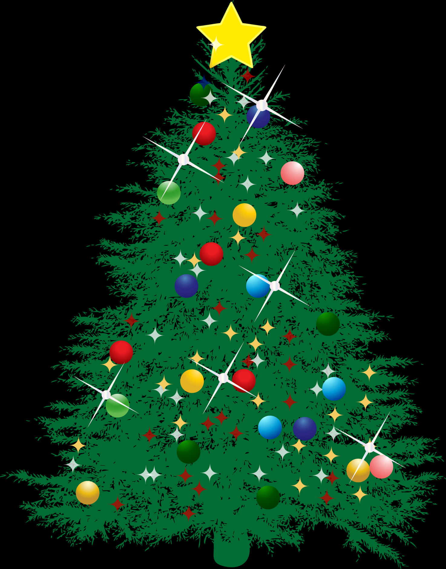 Süslü Noel Ağacı İllüstrasyonu Duvar Kağıdı