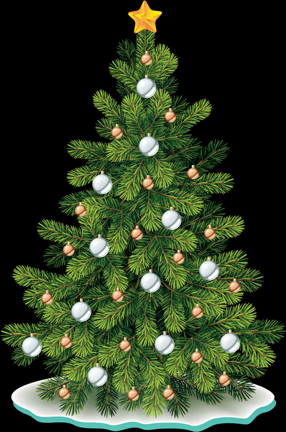Süslü Noel Ağacı İllüstrasyonu Duvar Kağıdı