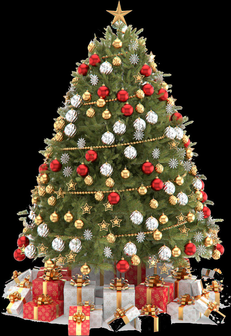 Süslü Noel Ağacı ve Hediyeler.JPG Duvar Kağıdı