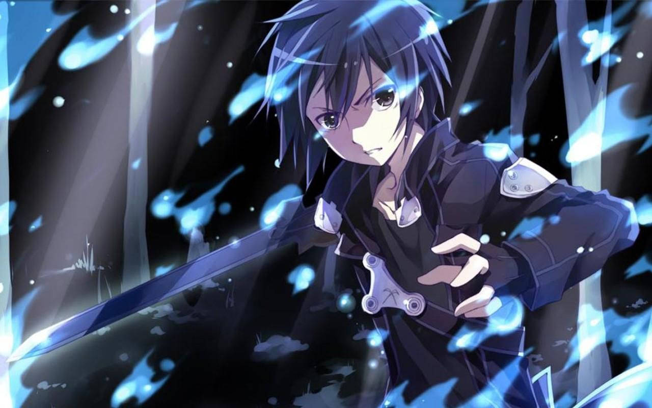 Sword Art Online'dan cesur bir anime çocuğu olan Kirito Duvar Kağıdı