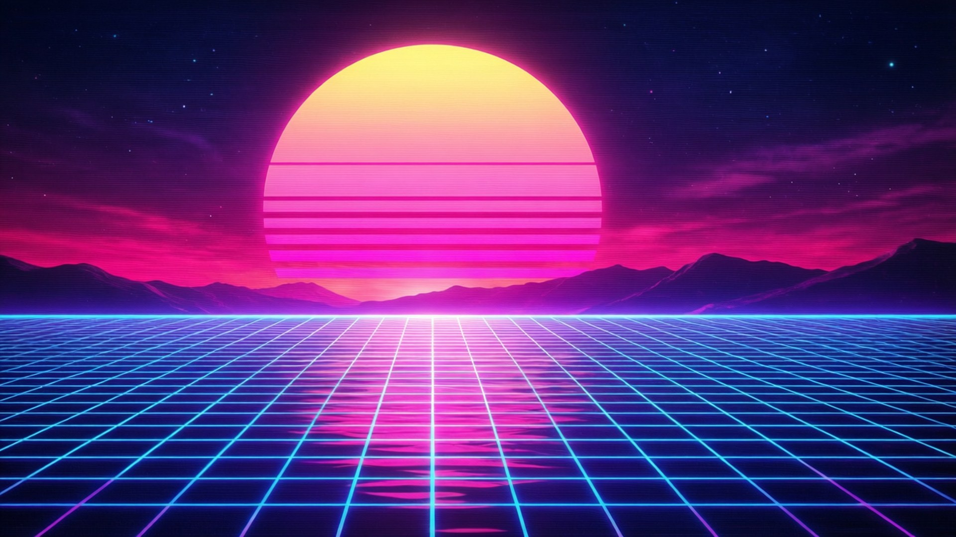 Synthwave Gün Batımı Duvar Kağıdı