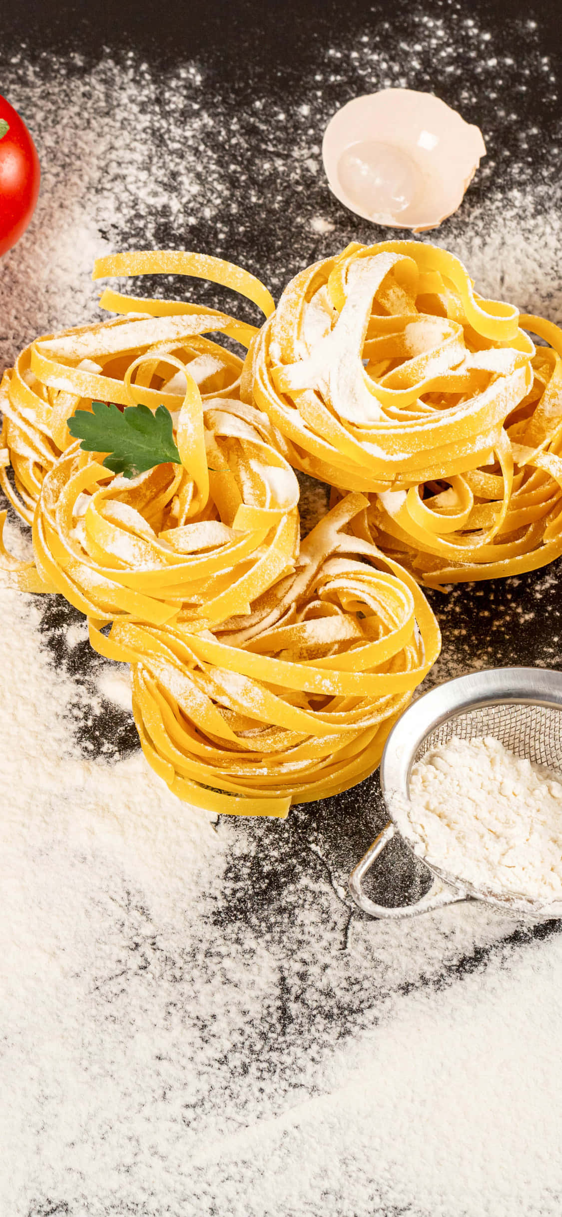 Tagliatelle Pasta With Flour iPhone X Pasta Background Duvar Kağıdı