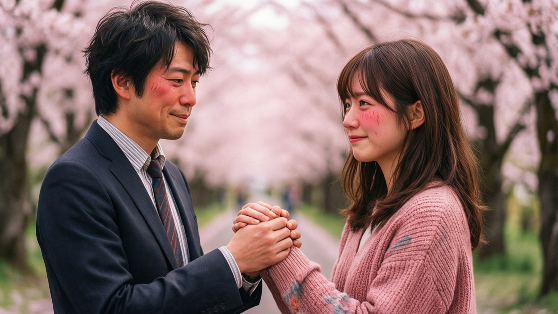 Takeo ve Rinko Kiraz Çiçekleri Duvar Kağıdı