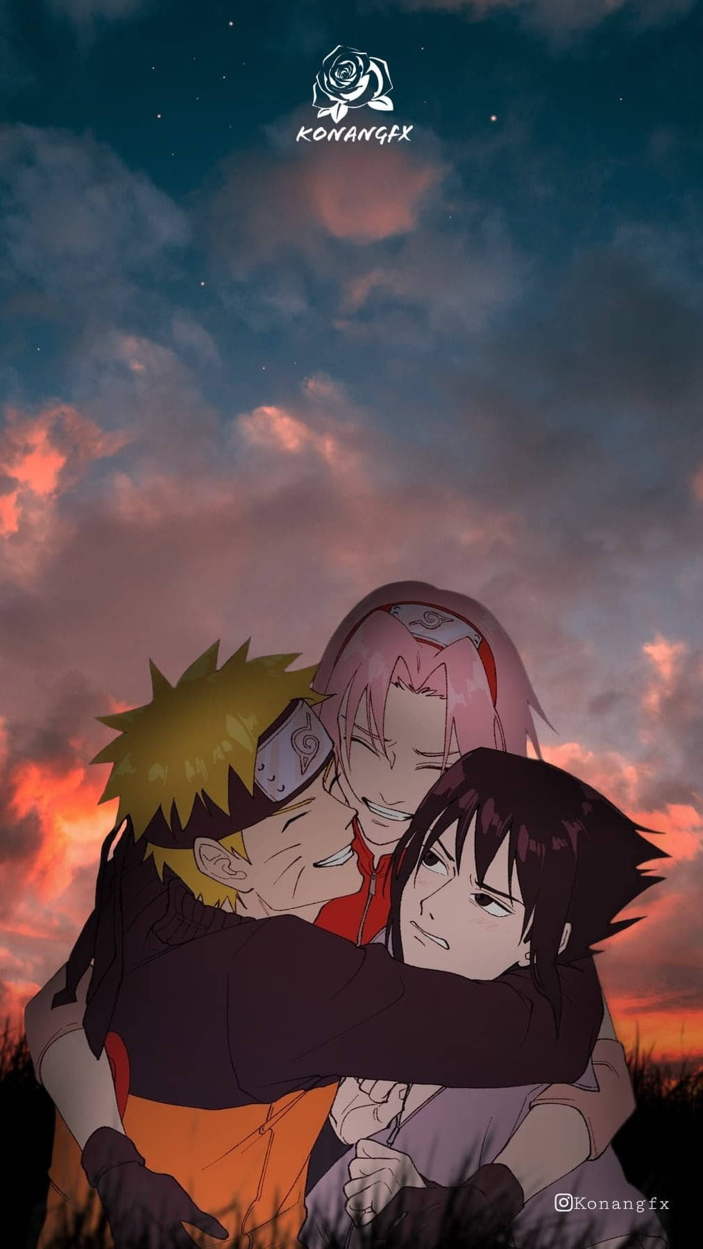 Takım 7 Grup Sarılması Naruto iPhone Duvar Kağıdı