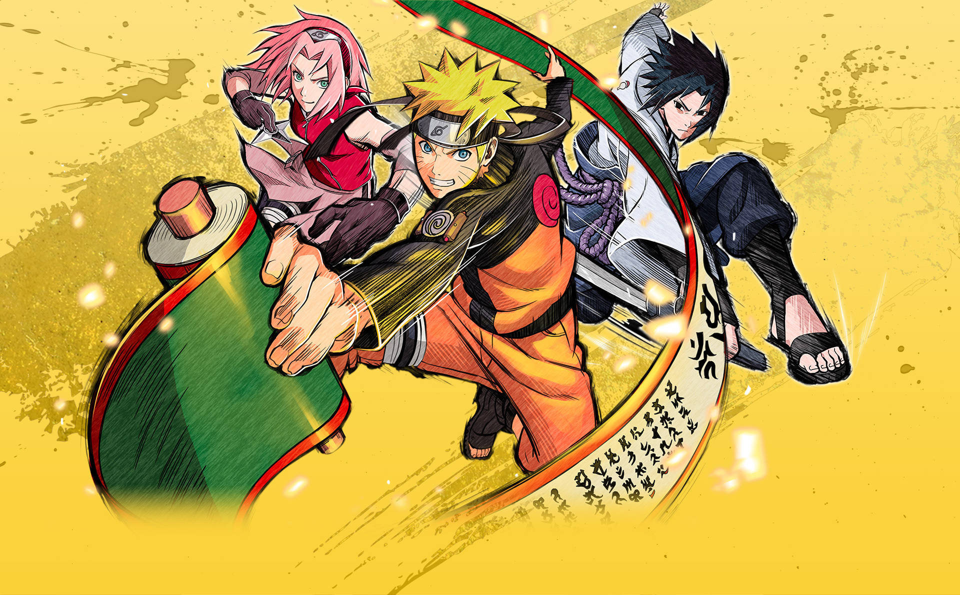 Takım Üçlüsü Sakura, Naruto ve Sasuke Duvar Kağıdı
