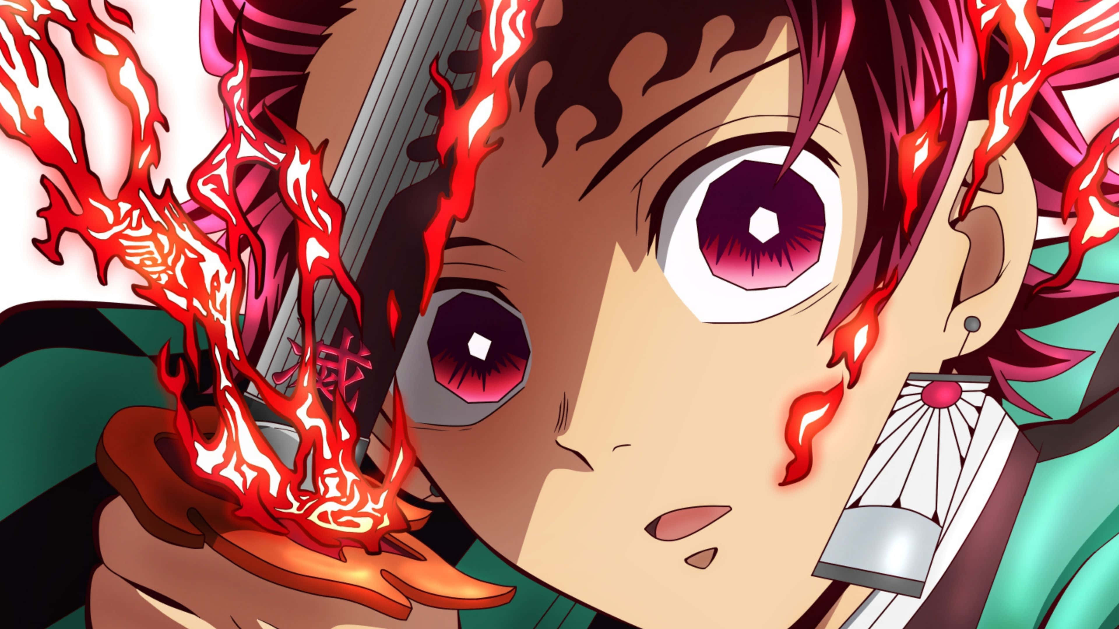 Tanjiro, Demon Slayer, insanlık için savaşıyor Duvar Kağıdı
