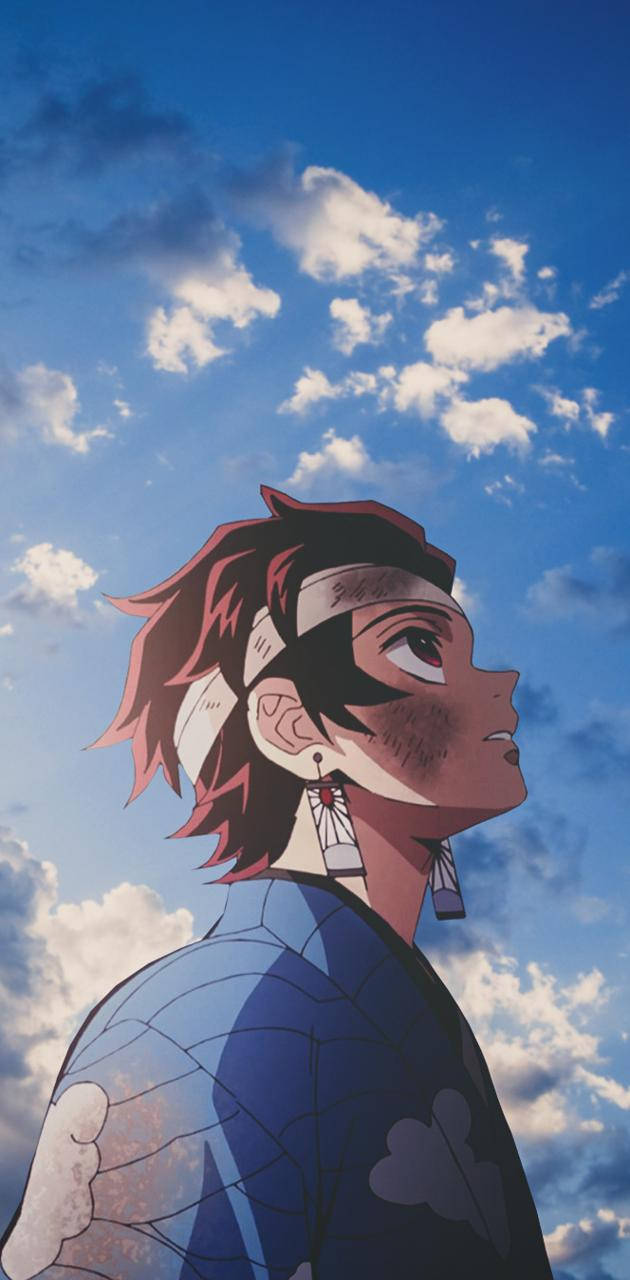 Tanjiro Mavi Gökyüzü Demon Slayer iPhone Duvar Kağıdı