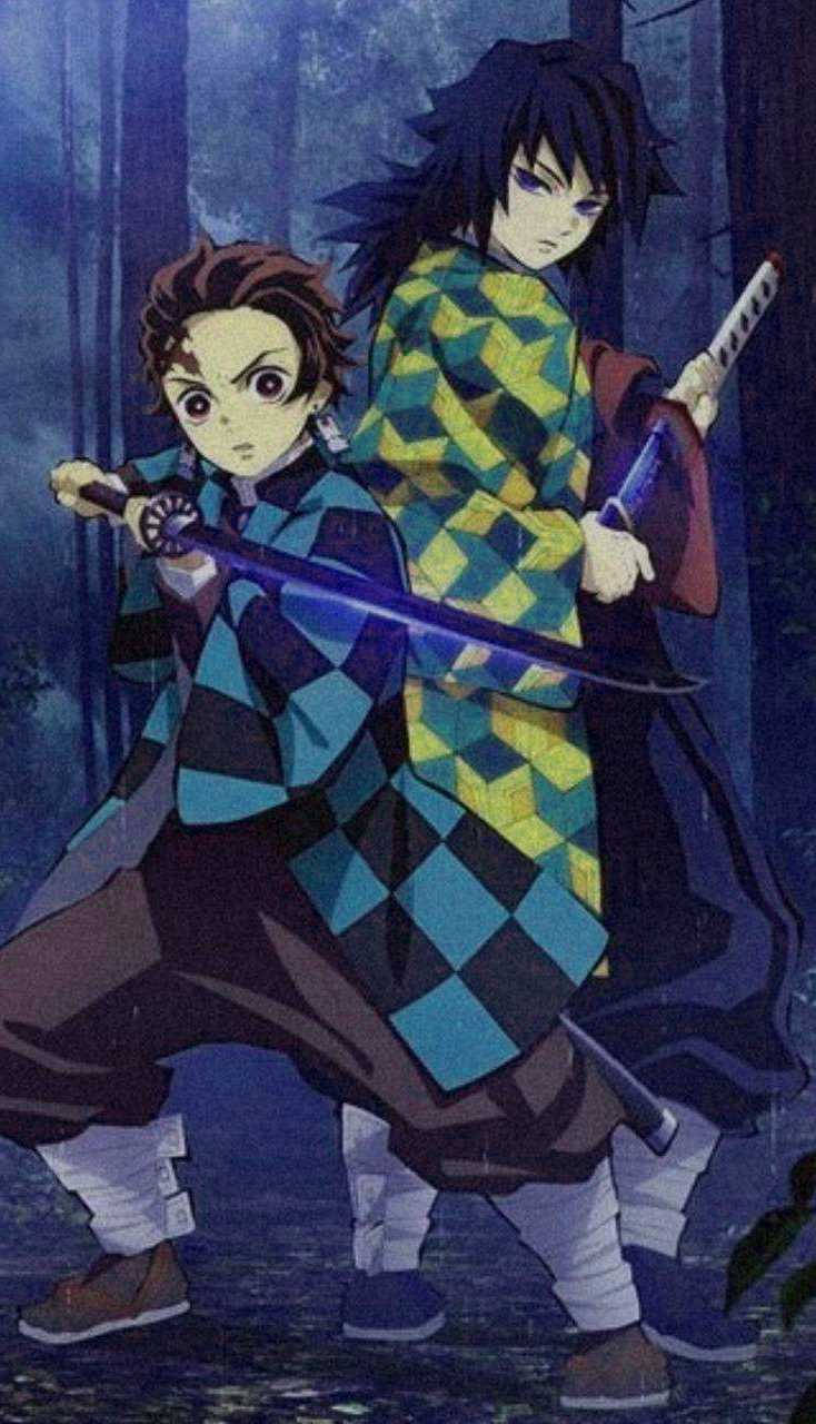 Tanjiro ve Giyu Demon Slayer iPhone Duvar Kağıdı