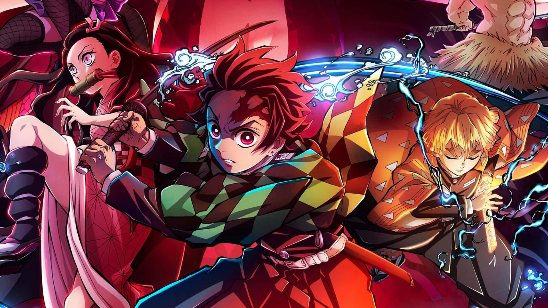 Tanjiro Zenitsu Nezuko Kimetsu No Yaiba Resmi Duvar Kağıdı