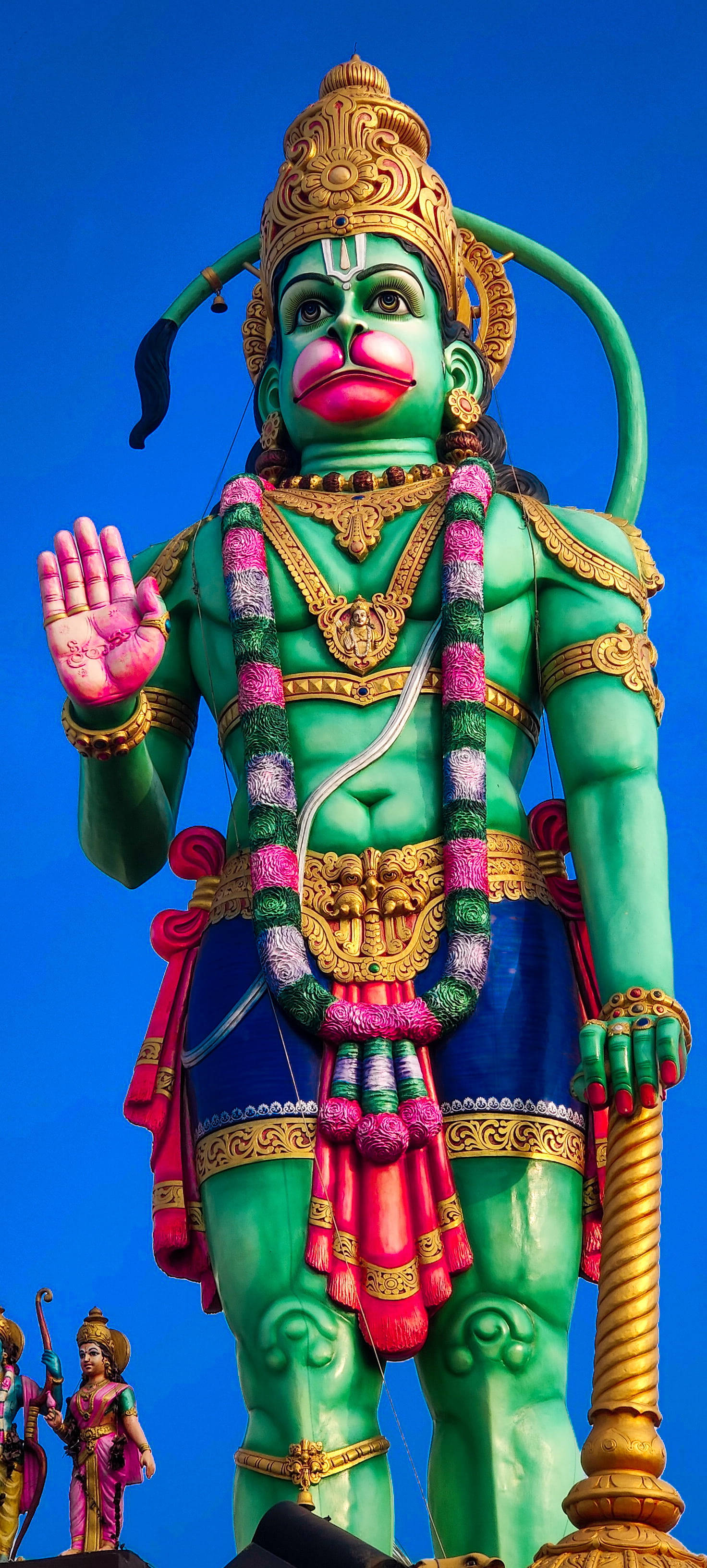 Tanrı Hanuman Devasa Yeşil Heykeli Duvar Kağıdı