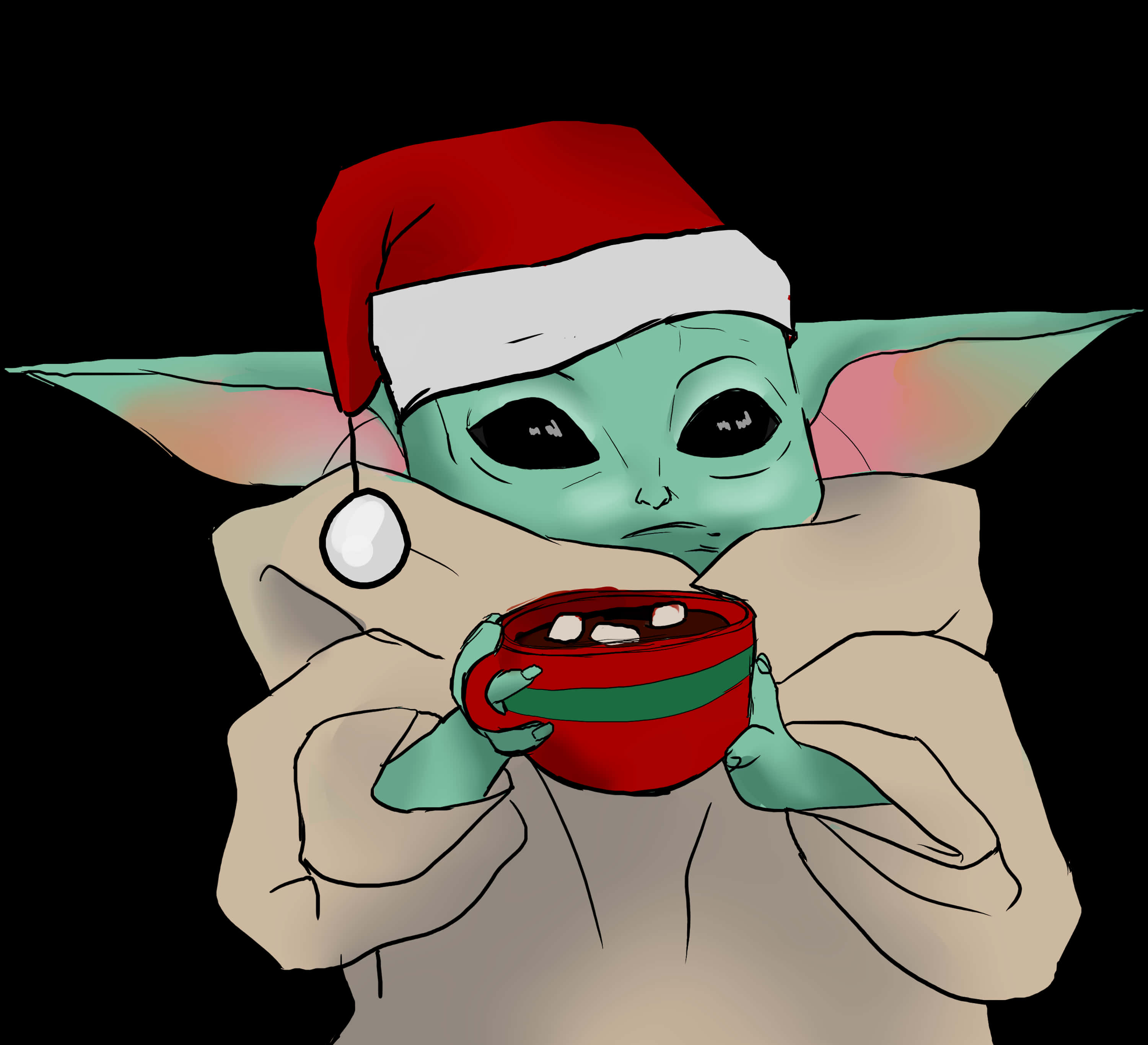 Tatil Bebek Yoda Bardakla Duvar Kağıdı