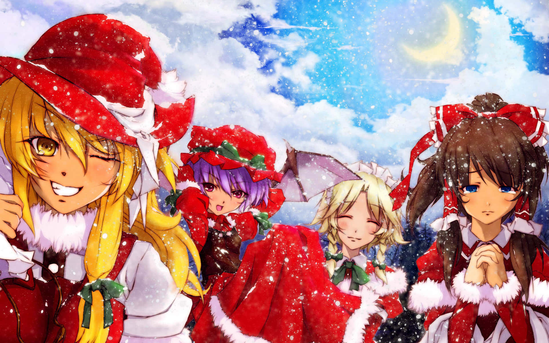 Tatil sevincini bu şenlikli Anime Noel arka planıyla kutlayın! Duvar Kağıdı