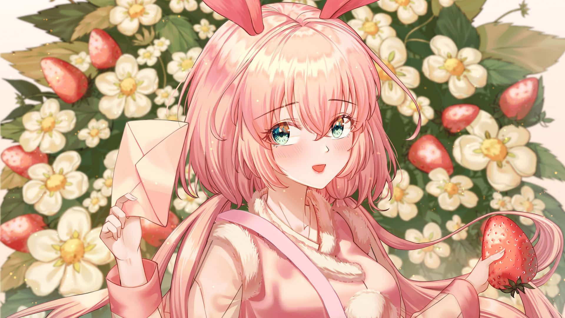 Tatlı ve rüya gibi pembe bir anime estetiği Duvar Kağıdı