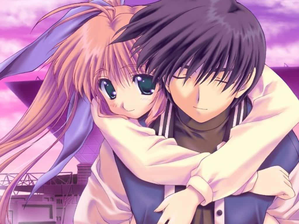 Tatlı Anime Sevgili Çifti Duvar Kağıdı