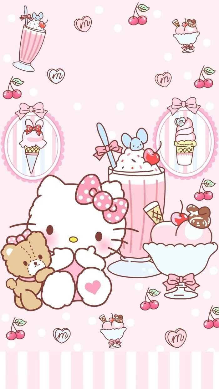 Tatlı Şeker Hello Kitty Estetiği Duvar Kağıdı