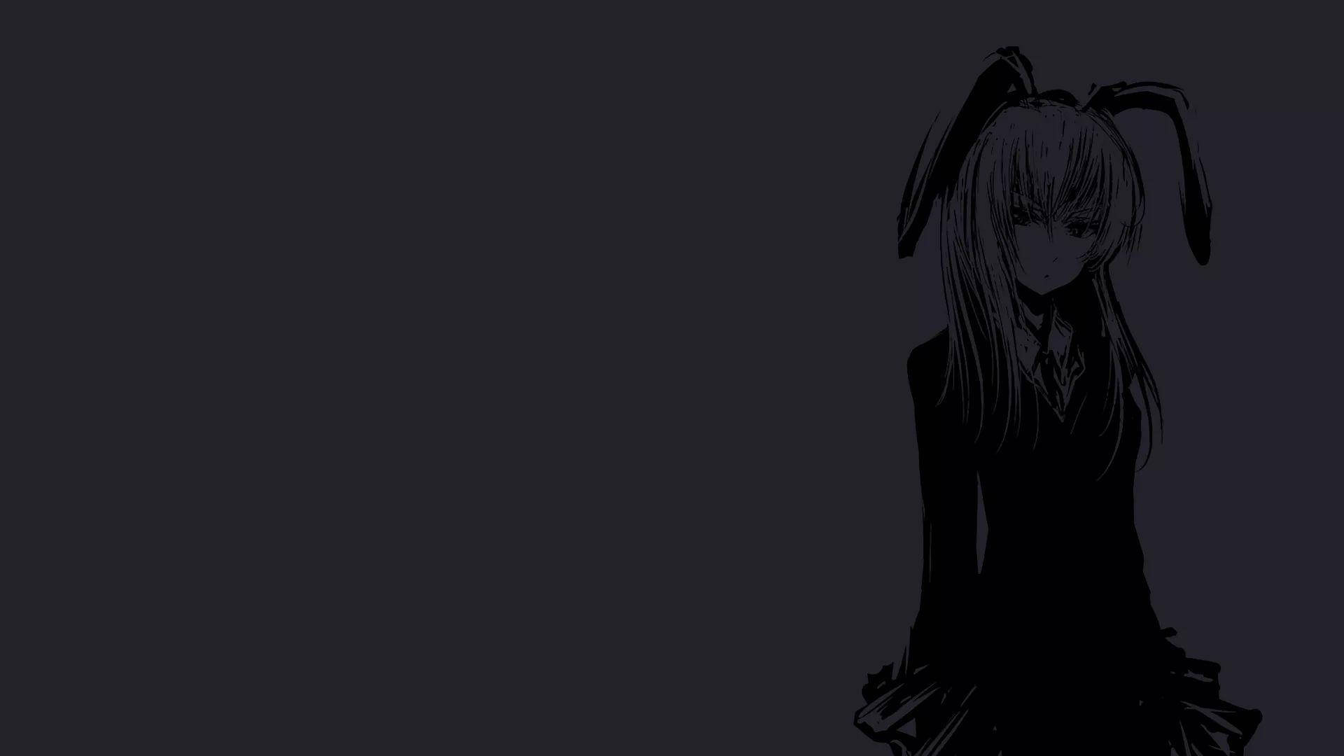 Tavşan Kulaklı Kız Karanlık Anime Estetiği Masaüstü Duvar Kağıdı