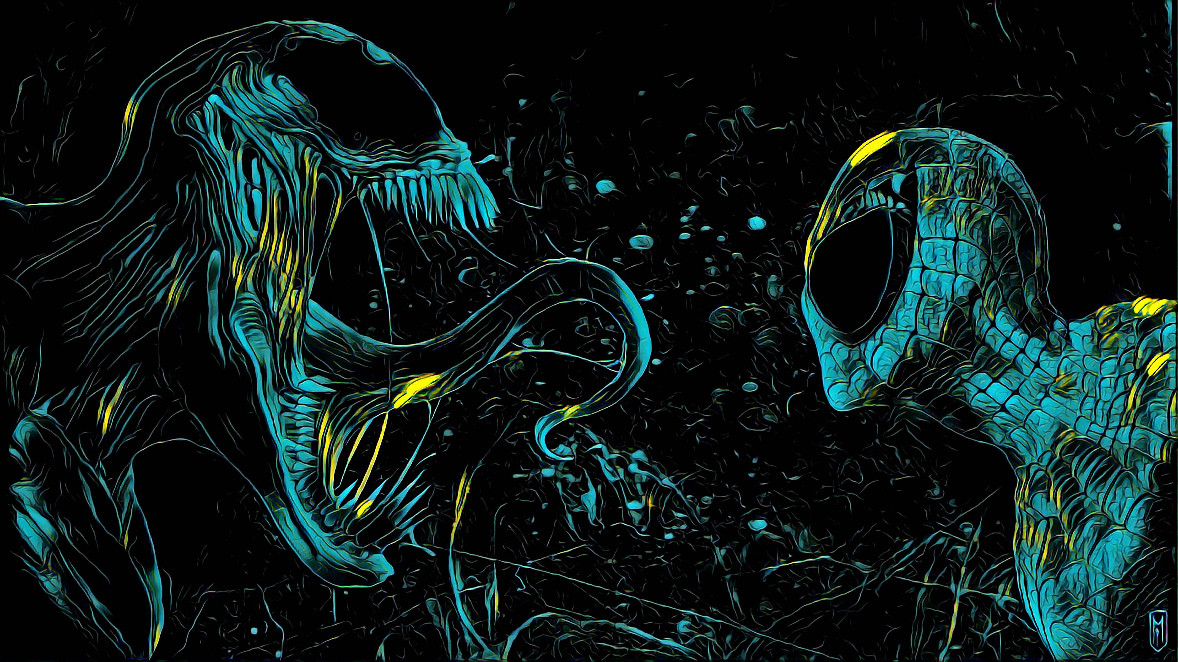 Teal 4K Ultra HD Venom ve Spider-Man Duvar Kağıdı