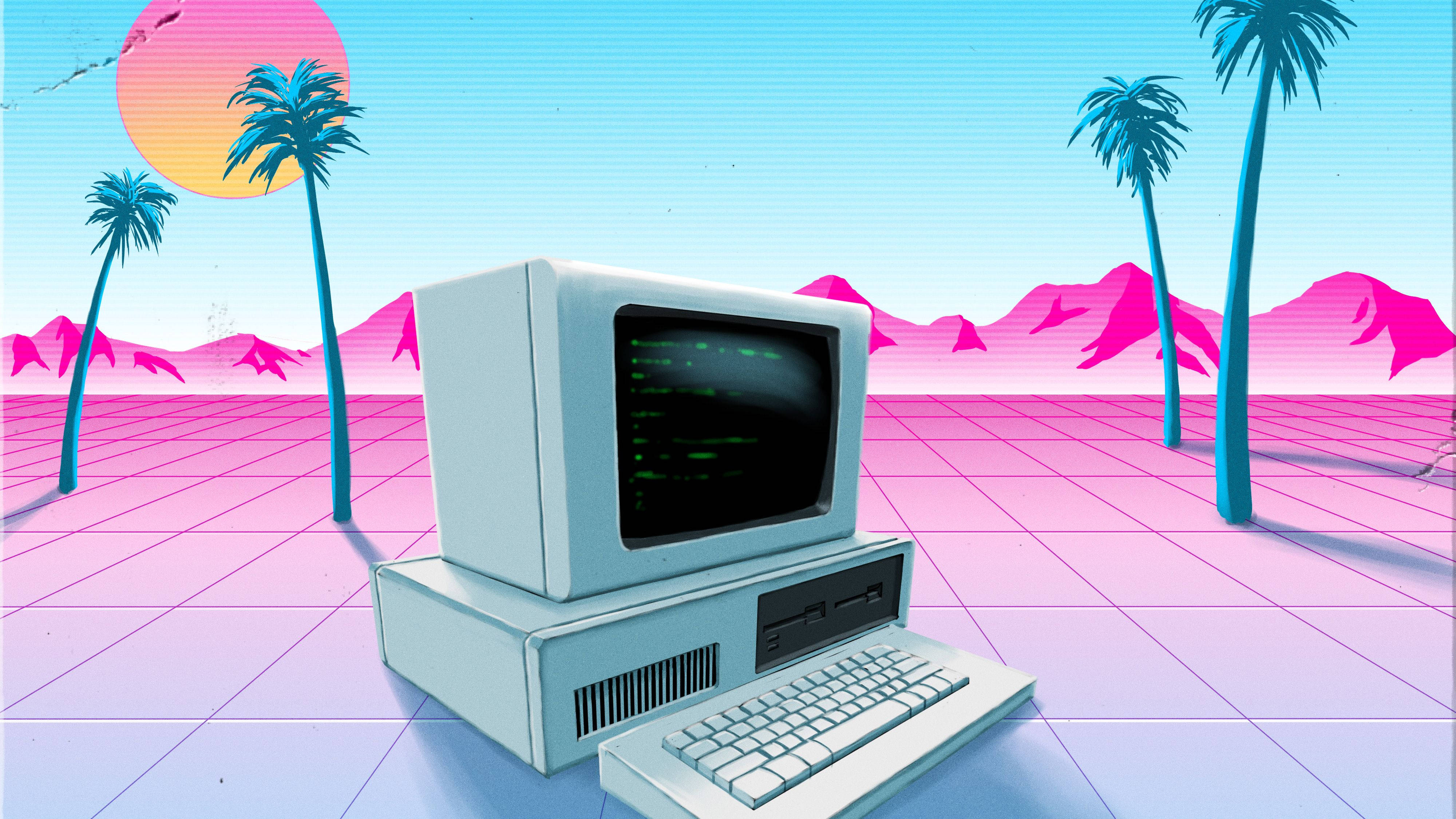Technicolor Rüyası: Bir Vaporwave Klavye Aşkı Duvar Kağıdı