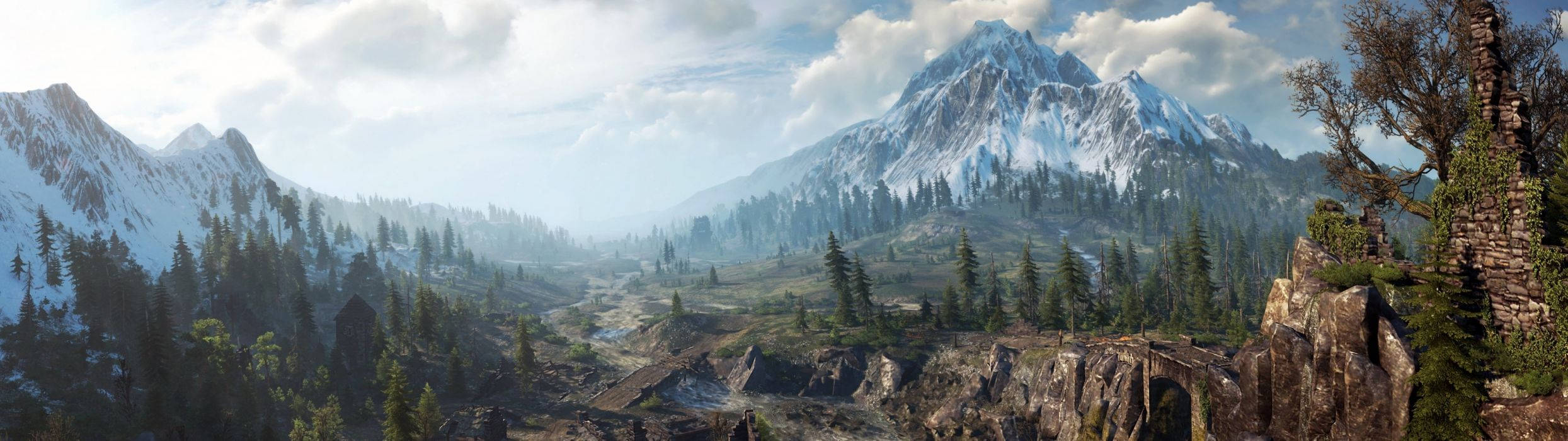the elder scrolls iii - dağ manzarası, ağaçlar ve kar Duvar Kağıdı