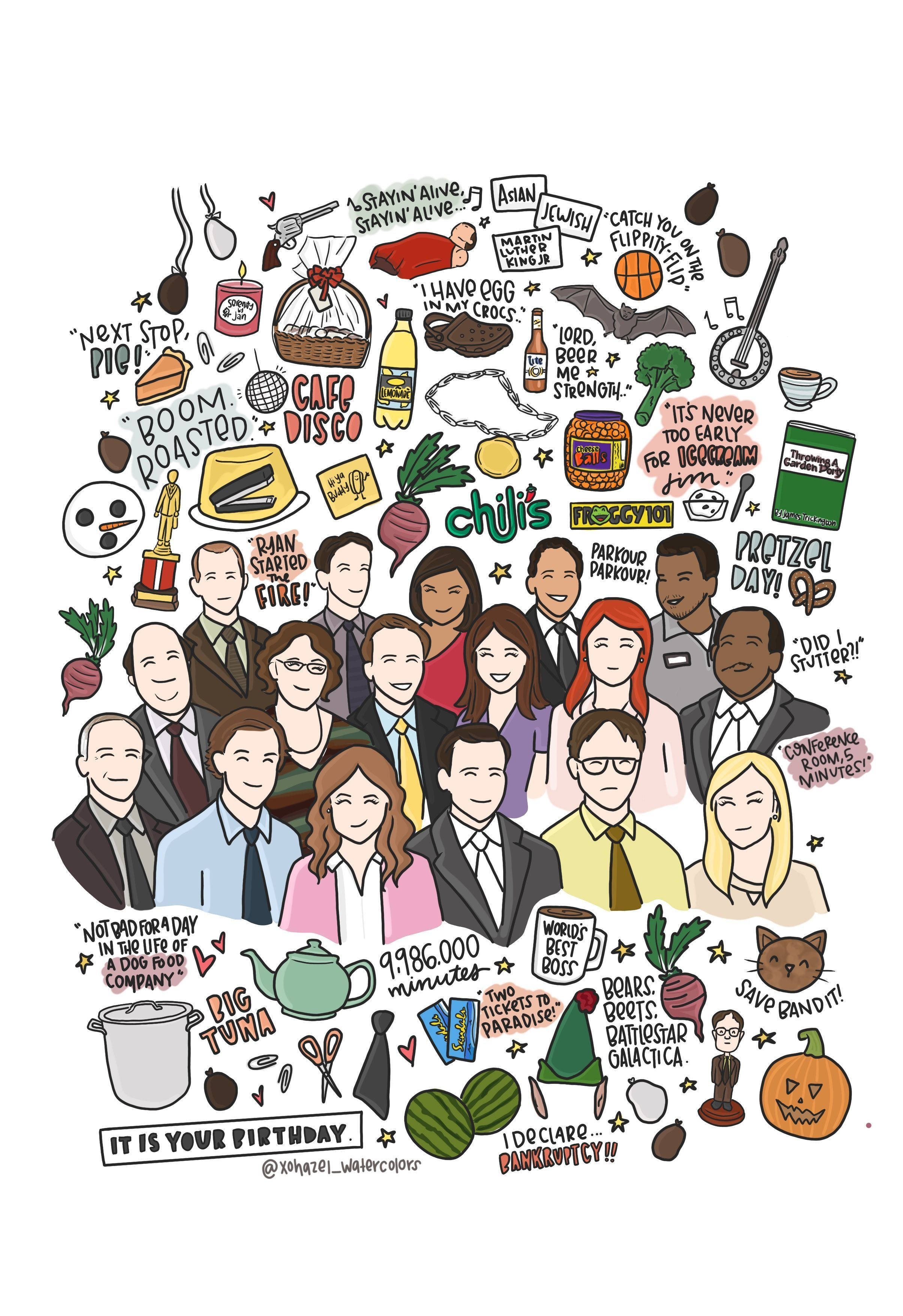 The Office ABD Kadrosu Güzel Bir Çizim Seansının Keyfini Çıkarıyor Duvar Kağıdı