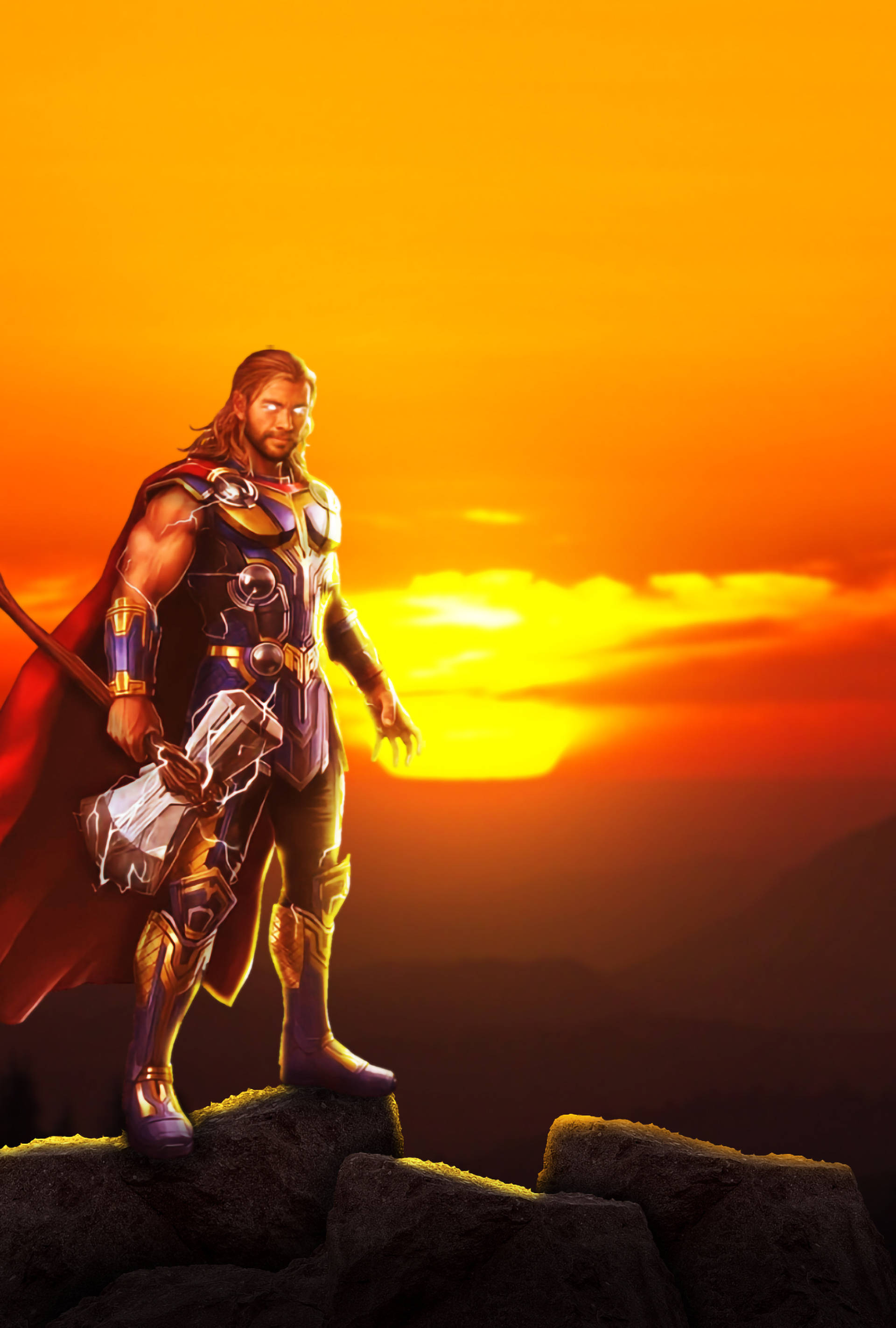 Thor Love And Thunder Gün Batımı Sanatı Duvar Kağıdı